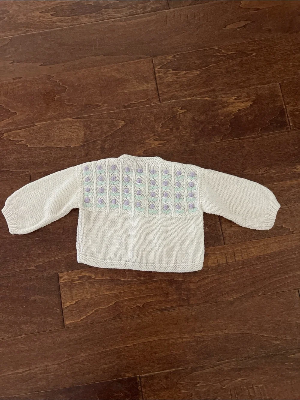 Handmade Vintage Baby Floral Embroidered Button Front Cardigan Sweater 6-12 Mo
